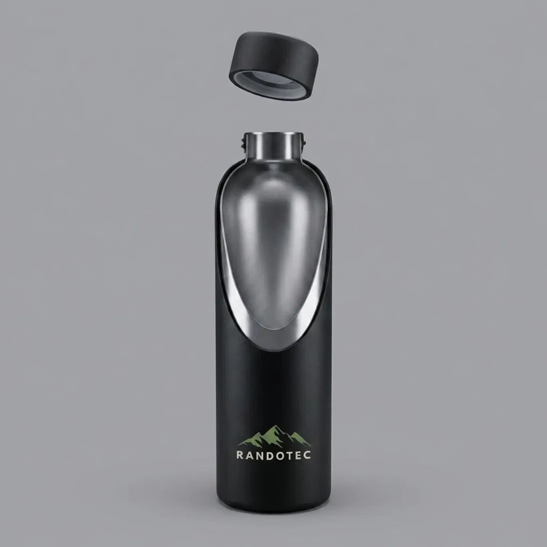 RandoTec – Bouteille Thermos Inox 1L Isotherme Bouchon Métal – Randonnée Camping - Noir