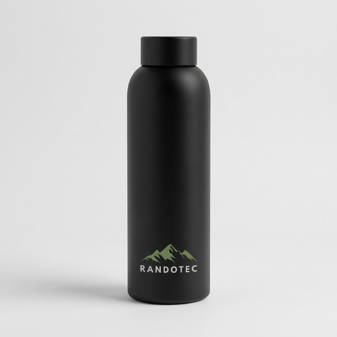 RandoTec – Bouteille Thermos Inox 1L Isotherme Bouchon Métal – Randonnée Camping - Noir